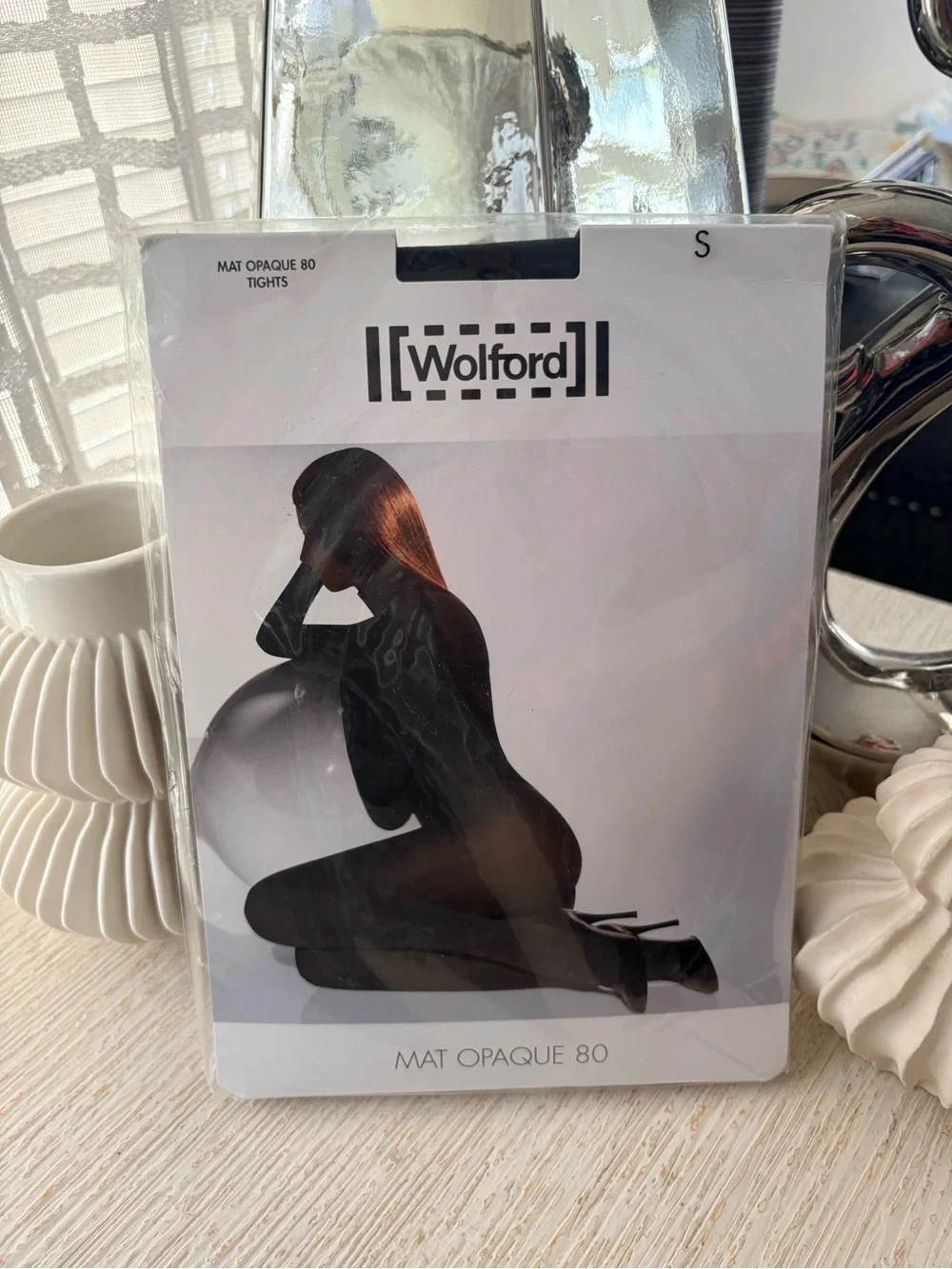 NWT Wolford Matte Opaque 80 Black Tights Size S